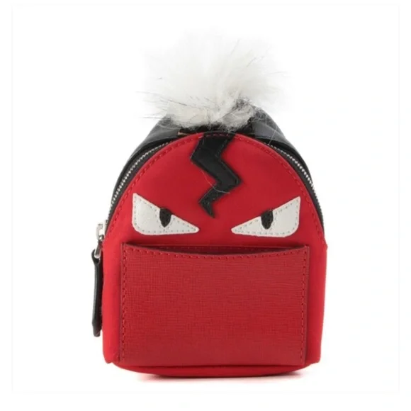 Fendi Monster Eyes Fur Key Ring and Bag Charm in Nylon and Leather - Picture 1 of 10